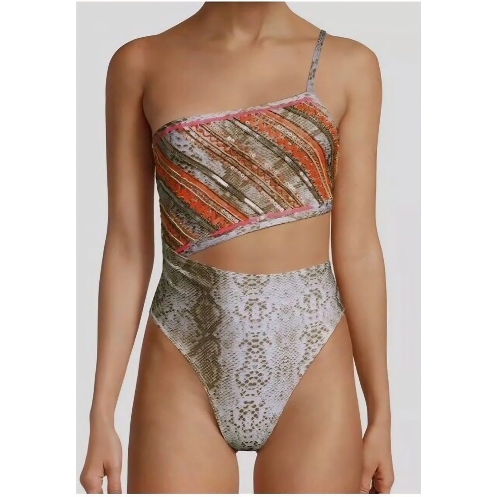 Ramy Brook Multicolor One-Shoulder One Piece NWT BEAUTIFUL BEADING STATEMENT